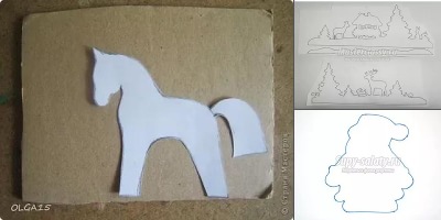 сани шаблон для вырезания из картона