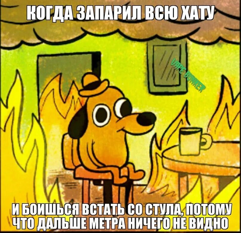 Собака сидит в горящем доме мем. Everything is fine now. I am fine собака. Everything is fine мем. Мем собака в горящем доме.