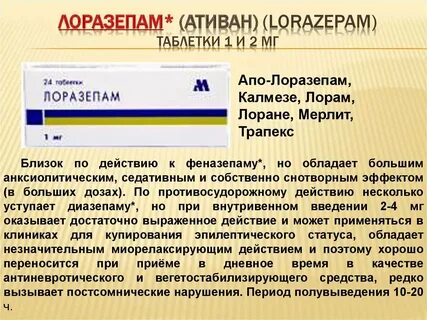 Лоразепам инструкция