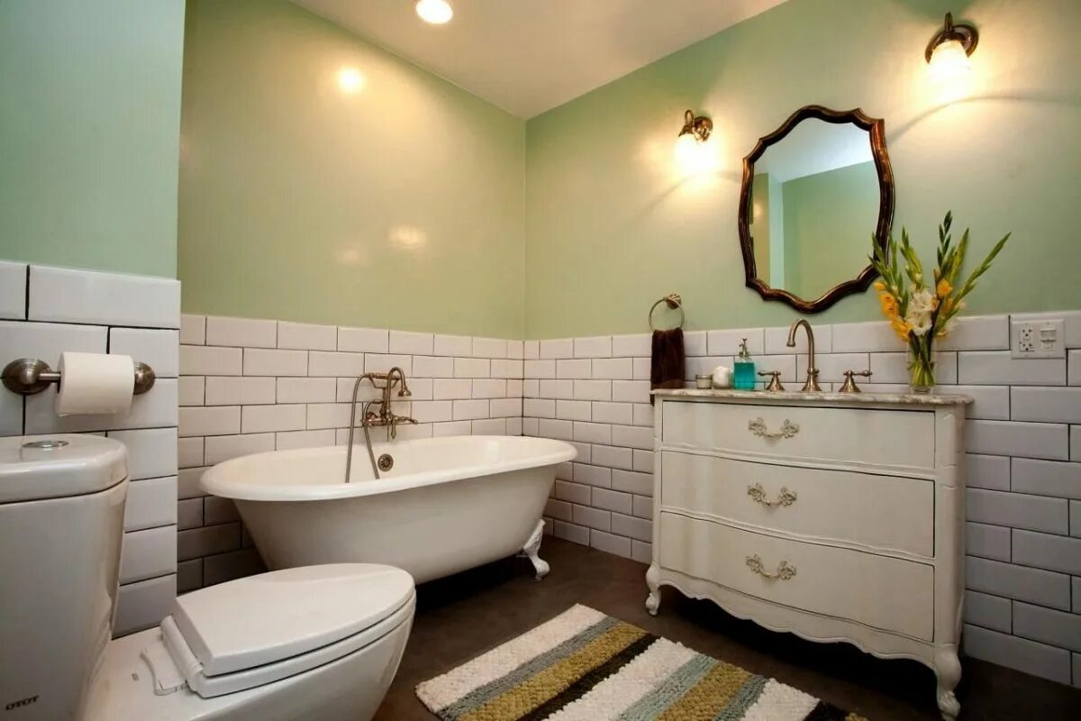 Ванная комната в ретро стиле. Интерьер ванной в ретро стиле. Ванная в стиле 50-х годов. Краска для плитки в ванной. Стены в ванной комнате варианты