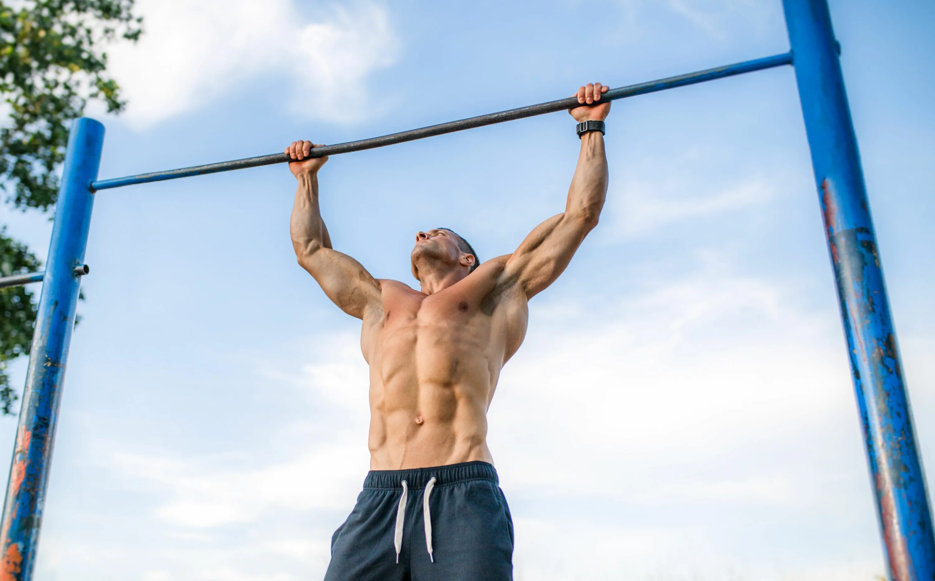 Подтягивания (Pull-ups):. Спортсмен на турнике. Парень на турнике. Турник.