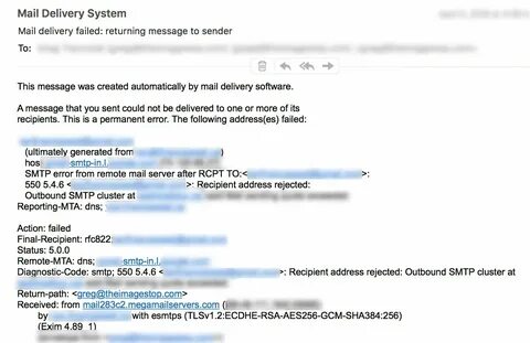 Smtp 550 address rejected