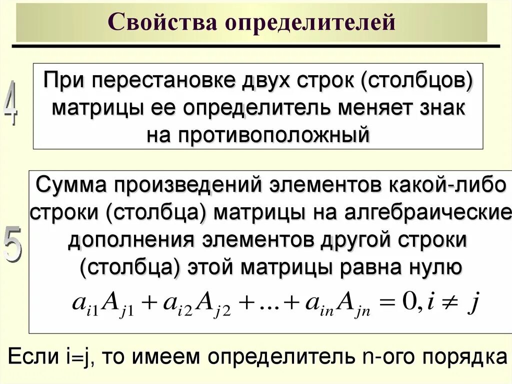 Перестановка строк определителя