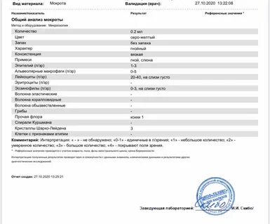 Оценка анализа мокроты