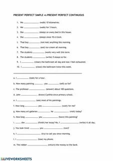 Present perfect continuous past simple worksheets