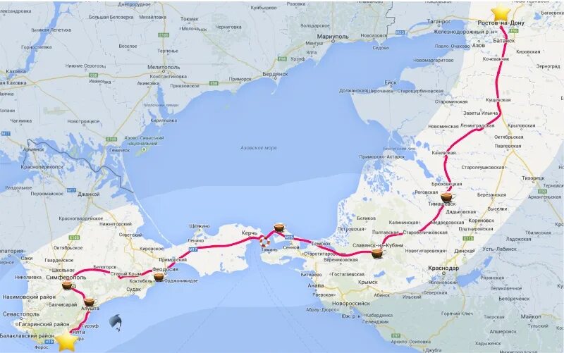 Сколько времени едет поезд по крымскому мосту. Ростов Ялта карта. Поезд Ростов Симферополь маршрут. Карта Ростов Крым. Маршрут Ростов Ялта на машине через Крымский мост.