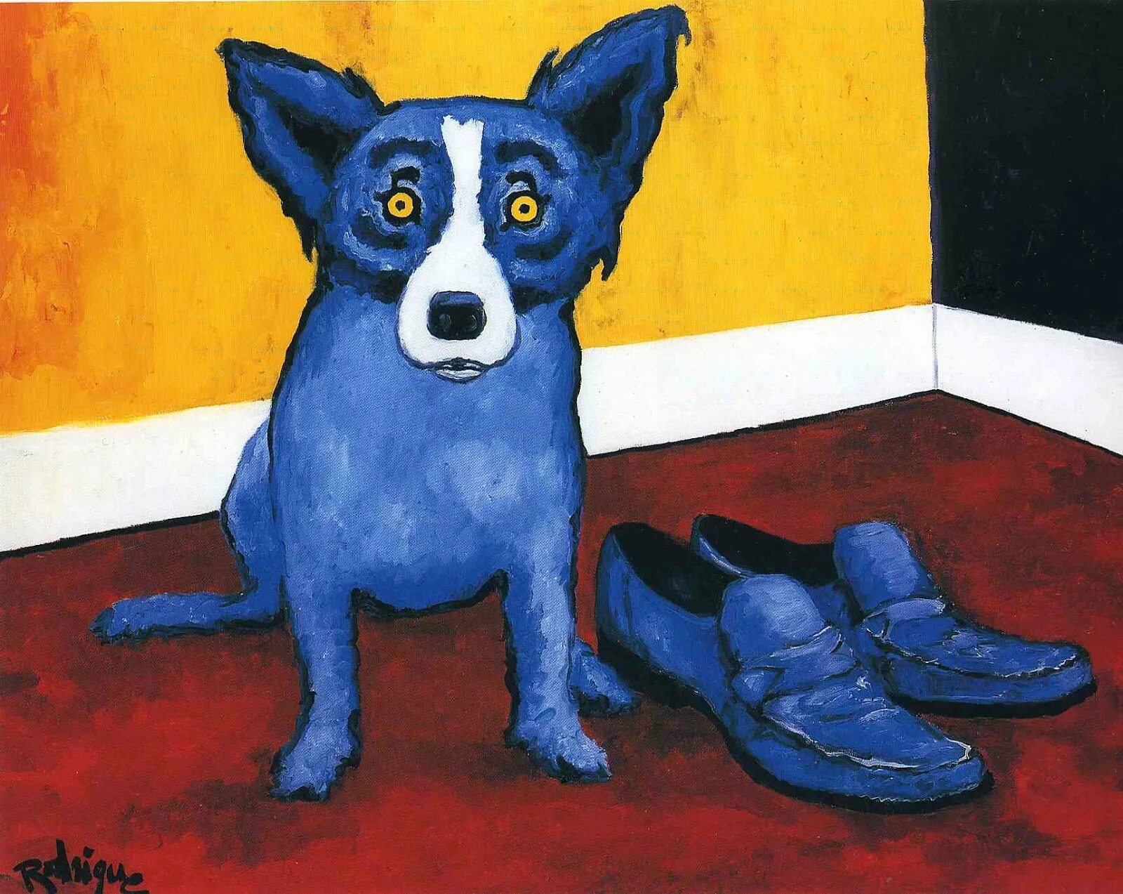 Глаза голубой собаки читать. Синяя собака Родригес. Голубая собака картина Джордж Родригес. Джордж Родриг. Джордж Родриго собака синяя.