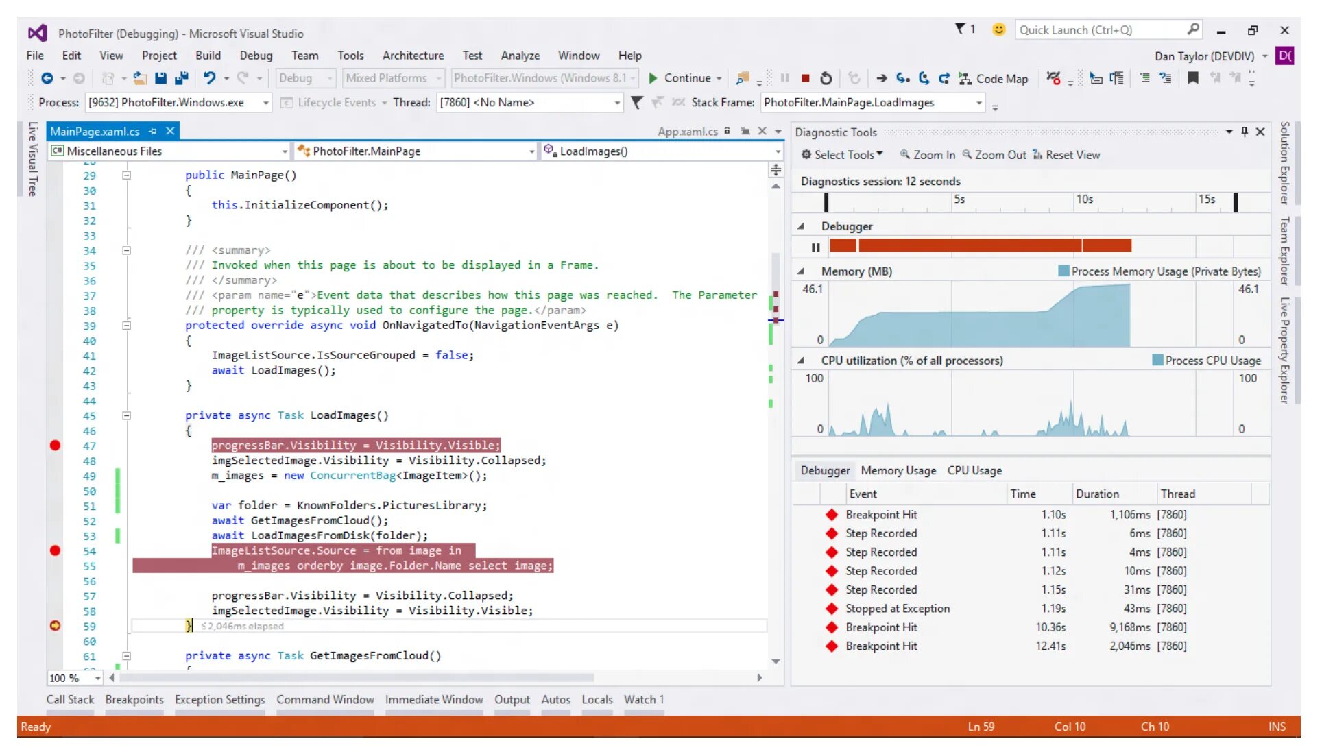 Microsoft Visual Studio professional. Microsoft Visual Studio 2015. Visual Studio Diagnostic Tools. Microsoft Visual Studio Debugger.