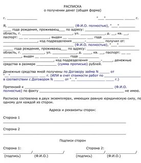 Виды денежных расписок