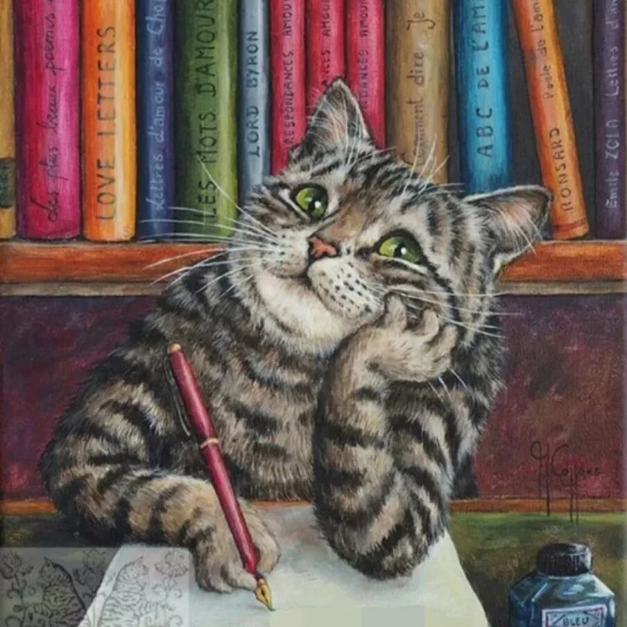 Кот писатель. Писатель с кошкой. Кот с книгой арт. Кот поэт.