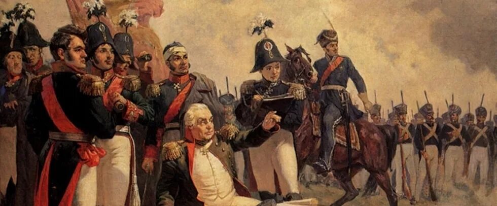 Укажите главнокомандующего русской армией изображенного на картине. Бородино Кутузов 1812. Бородинская битва 1812 Кутузов и Наполеон.