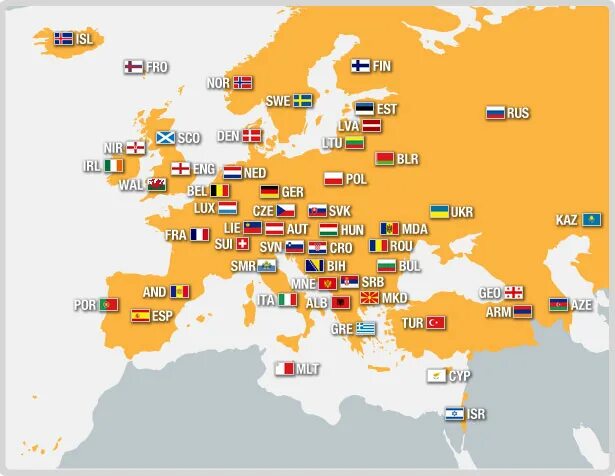 Карта УЕФА. UEFA European Map. Map of the UEFA Euro 2008.