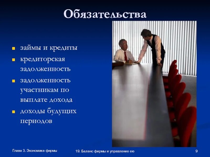 Глава 3 экономическая. Баланс фирмы презентация. Баланс фирмы и управление ею. Обязательства в отношении будущих вещей. Презентация экономика предприятия баланс.