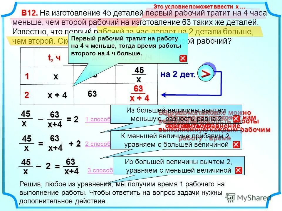 первый рабочий за час делает на 5. заказ на 110 деталей первый рабочий выполняет. первый рабочий за час делает на 8 деталей больше чем второй. задачи на работу величины. первый рабочий за час делает 588.