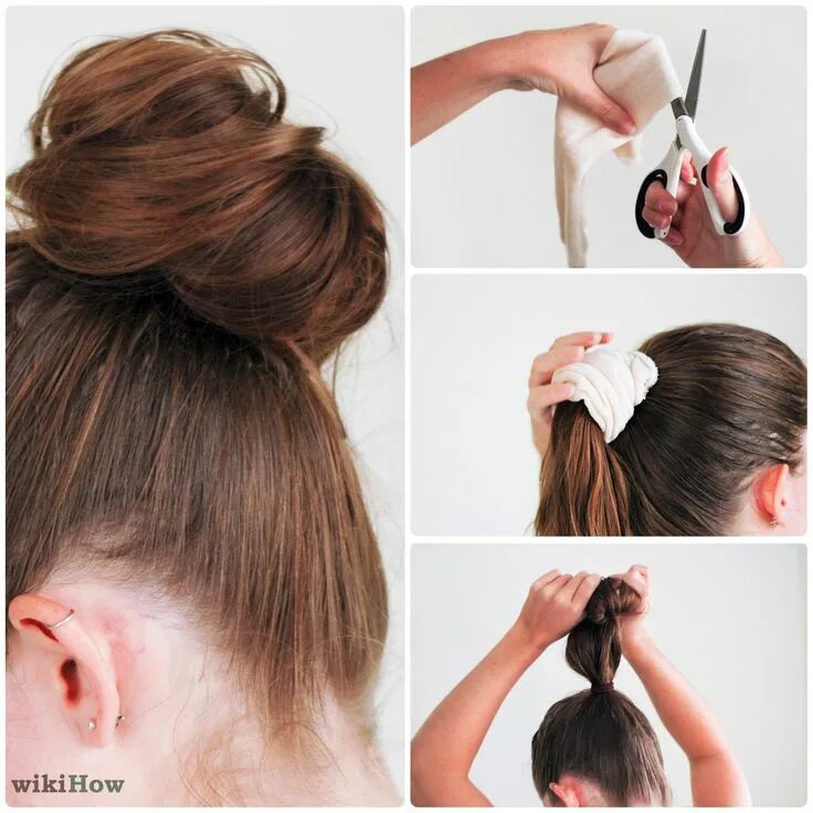 How to Do a Sock Bun: 7 Steps (with Pictures) - wikiHow Bun hairstyles, Sock bun