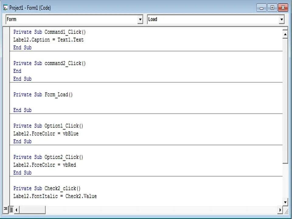 Visual Studio private sub command1. Private sub CMDCALC_click() горит желтым. Private sub checkbox1_click(). VBBLUE. Private sub