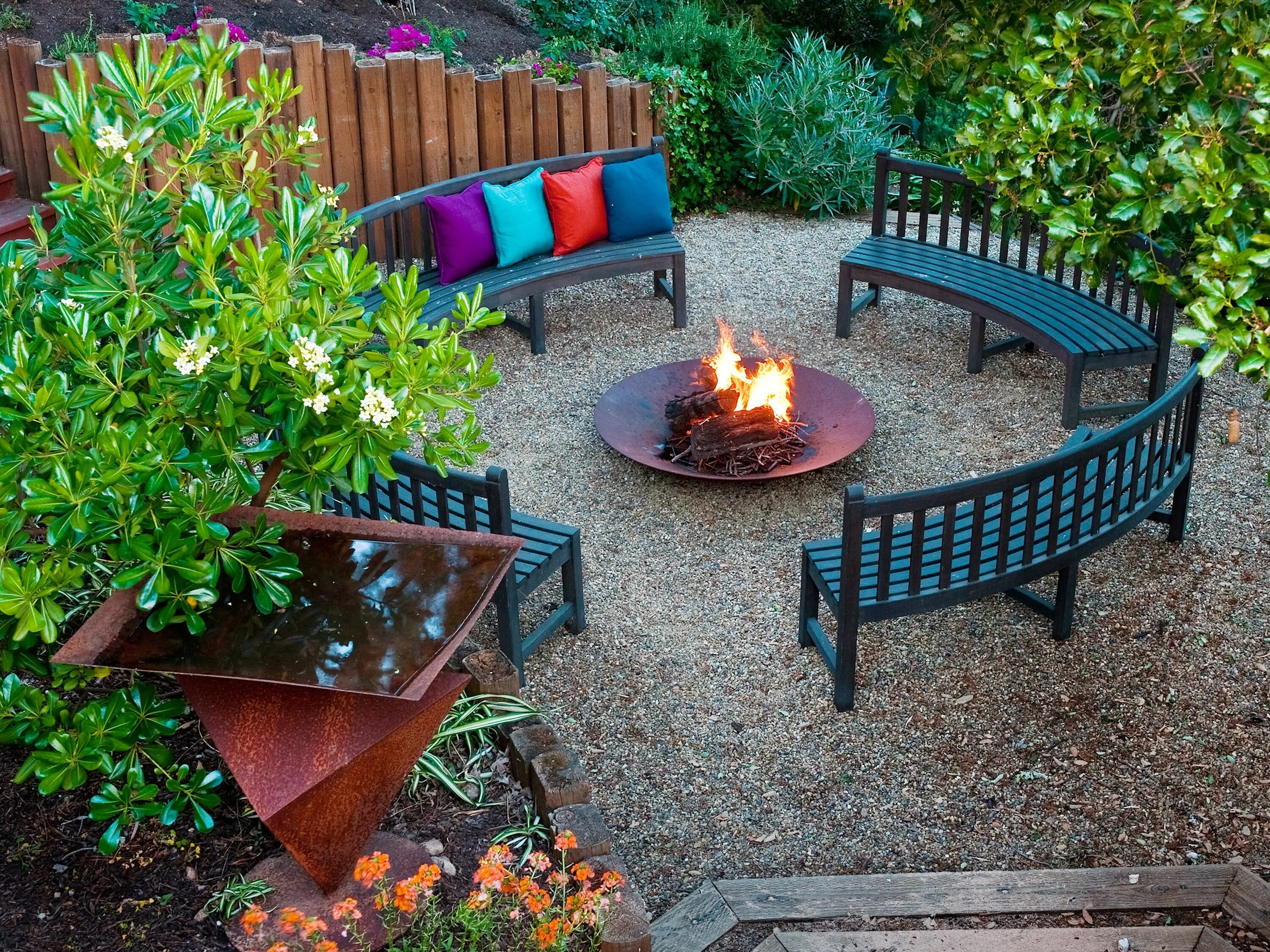 Example of dimension cut pavers with crusher fine fire pit area Backyard patio, 
