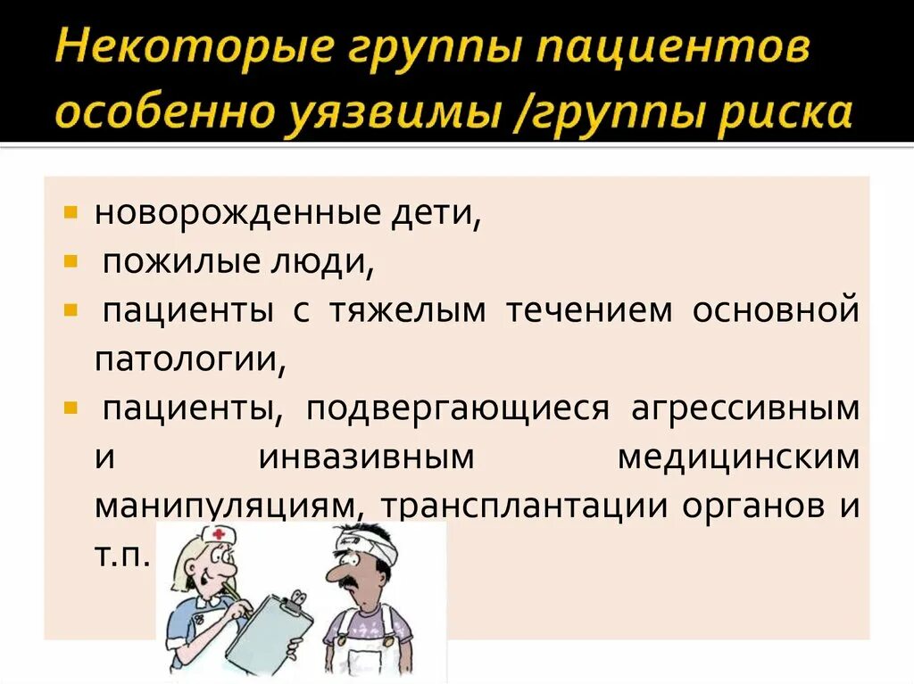 Основные группы пациентов. Группы риска ВБИ. Группы риска внутрибольничной инфекции. Группа риска по заражению ВБИ. Группа пациентов.