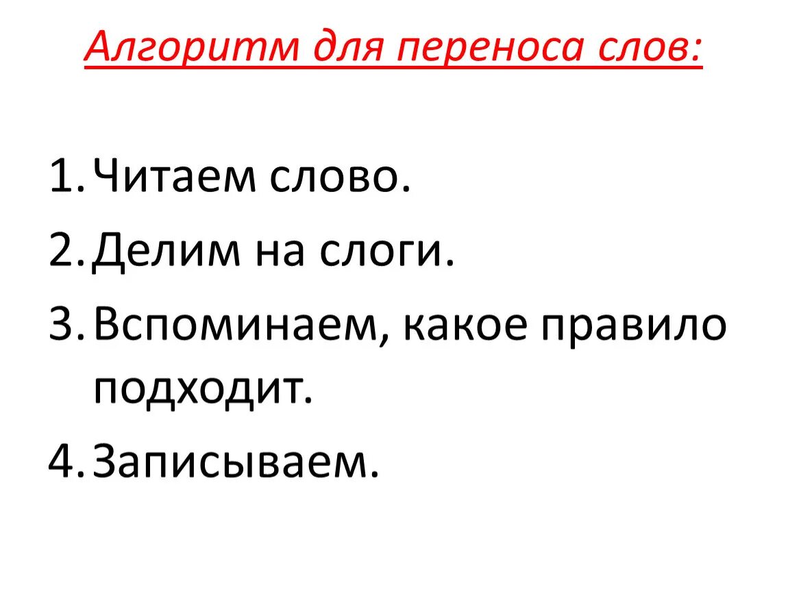 Перенос слов правила переноса. Алгоритм переноса слов. Алгоритм переноса слов 1 класс. Слоги перенос слов.