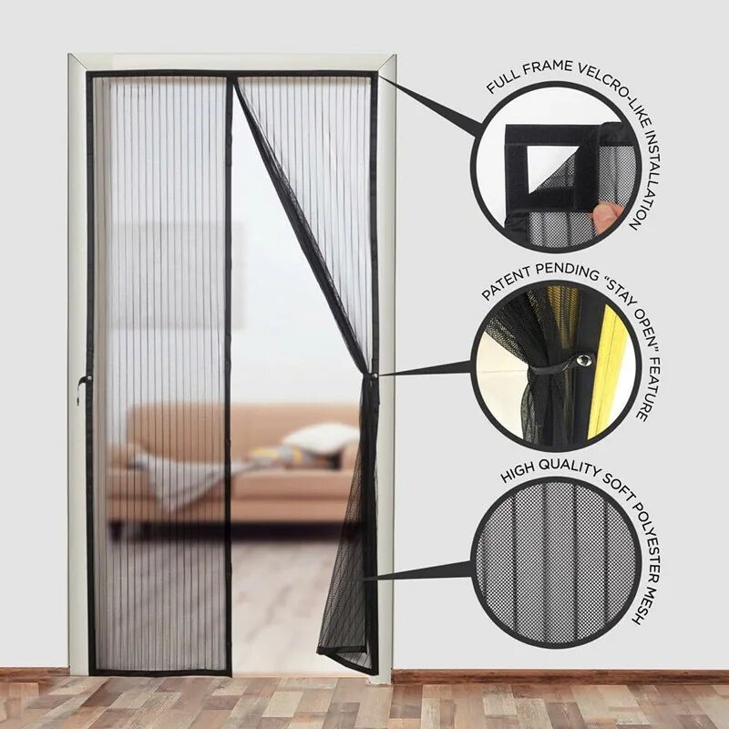 Москитная сетка на магнитах на окно. Magnetic Screen Door 100х210. Штора на магнитах на дверь. Москитная дверь. Сетка на дверь от комаров.