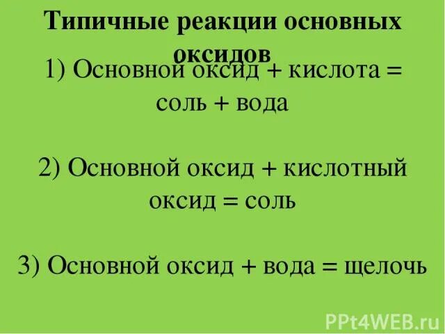 Кислота основный оксид продукт реакции. Реакции солей кислот оксидов оснований 8 класс. Основные оксиды типичные реакции. Типичьные реакцыиоксидов. Основный оксид типичные реакции.