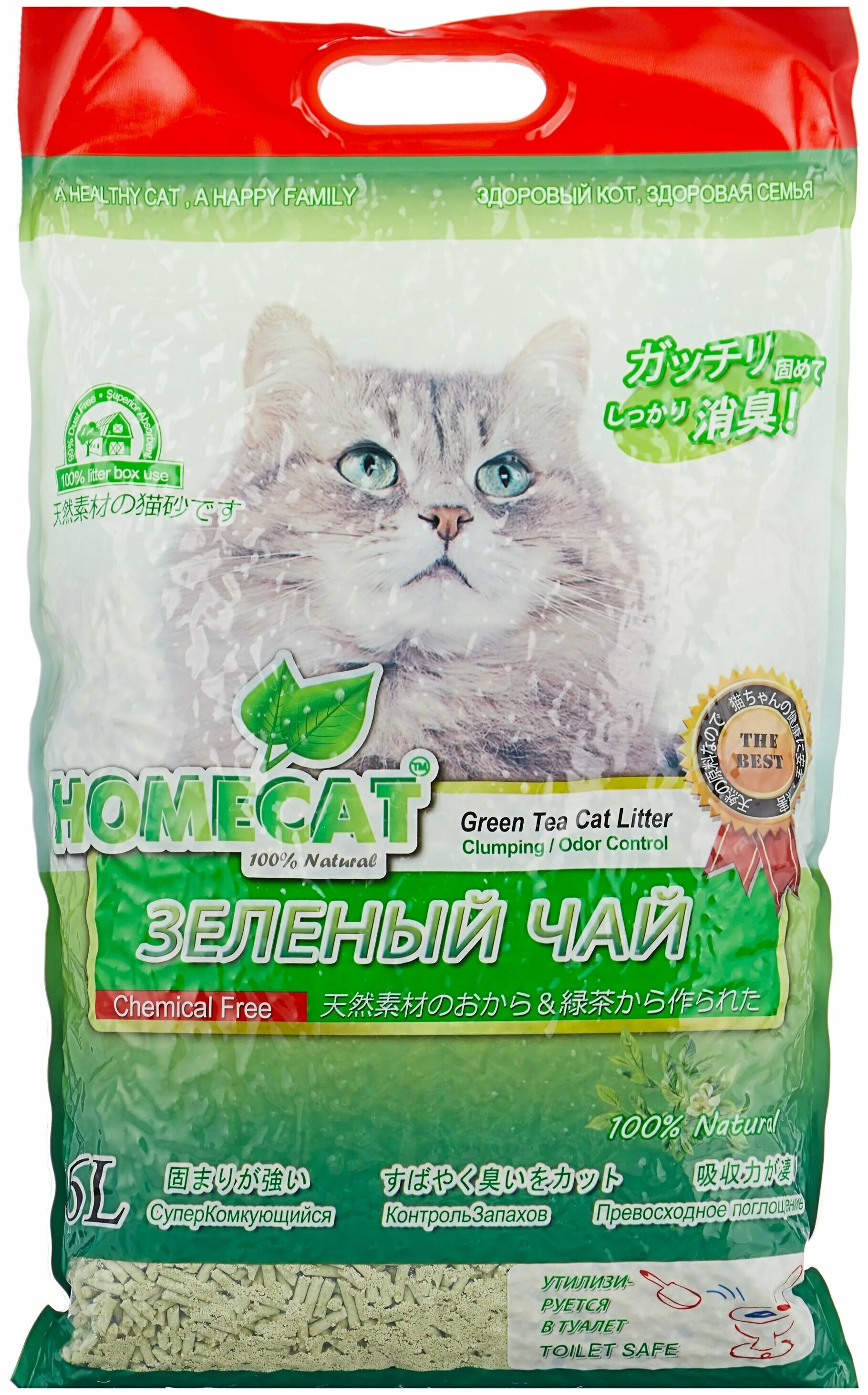 Homecat наполнитель комкующийся. кошачий наполнитель зеленый чай. 5 л. кошачий наполнитель зеленый чай. комкующийся наполнитель cat step tofu green tea.