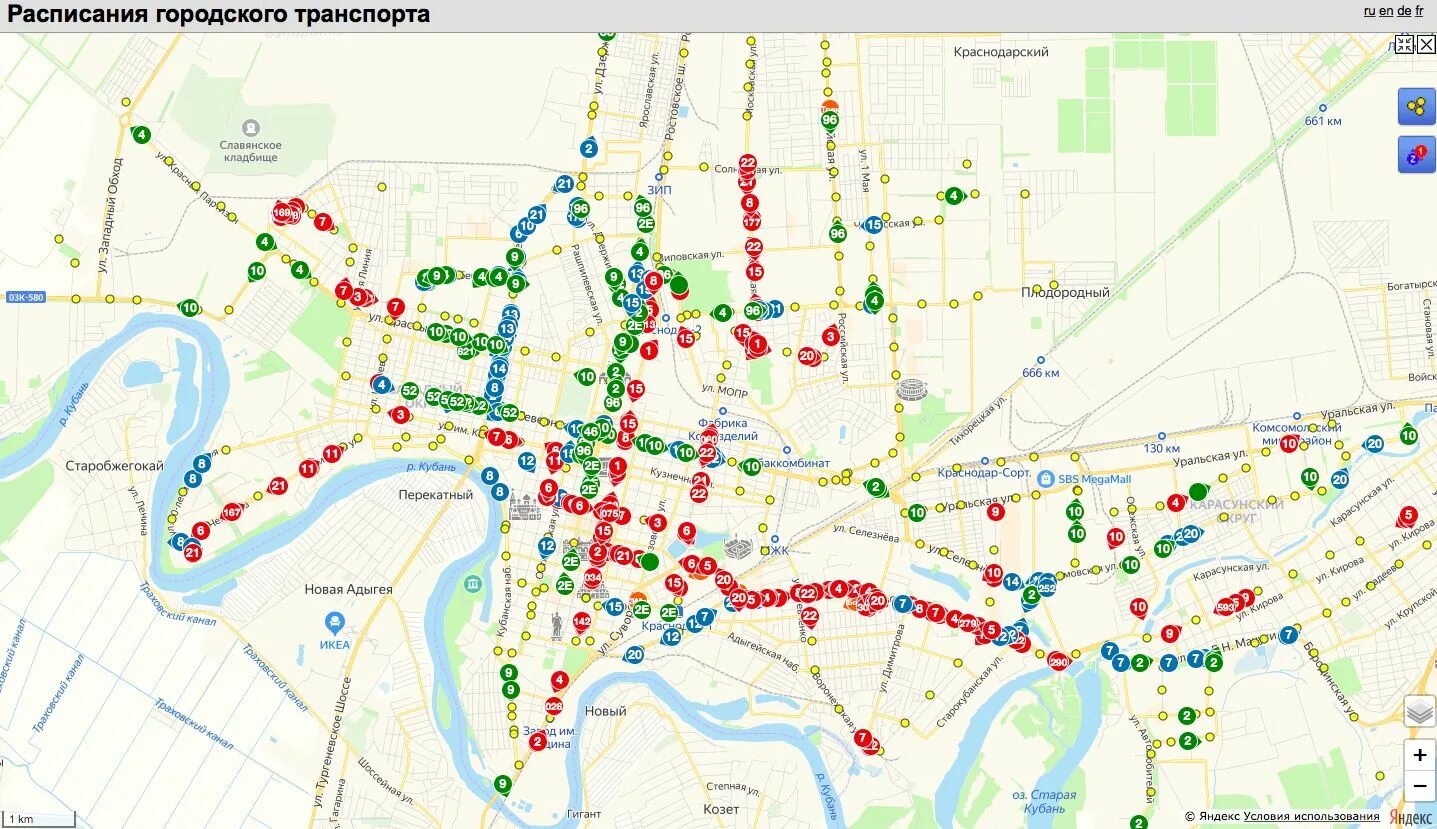 Общественный транспорт в пробке. Транспорт Краснодара на карте.