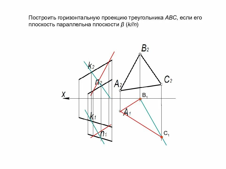 Построить плоскость через. Достроить горизонтальную проекцию треугольника АВС. Построить горизонтальную проекцию прямой принадлежащей плоскости. Построить горизонтальную проекцию треугольника ABC. Построить проекции точек принадлежащих плоскости.