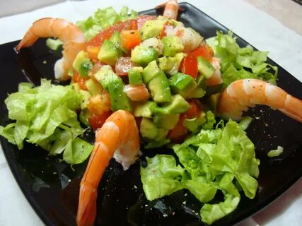 Постный салат с креветками