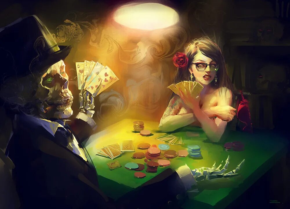 Художник Zhu Haibo.. Казино арт. Покер арт. Покер иллюстрация.