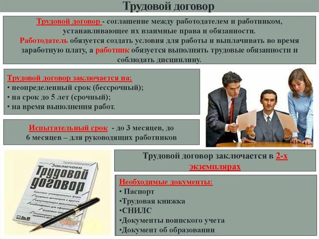 Отношение между работником и работодателем какое право. Трудовой договор. Трудовой договор презентация. Презентация тудовойтдоговор. Трудовой договор картинки.