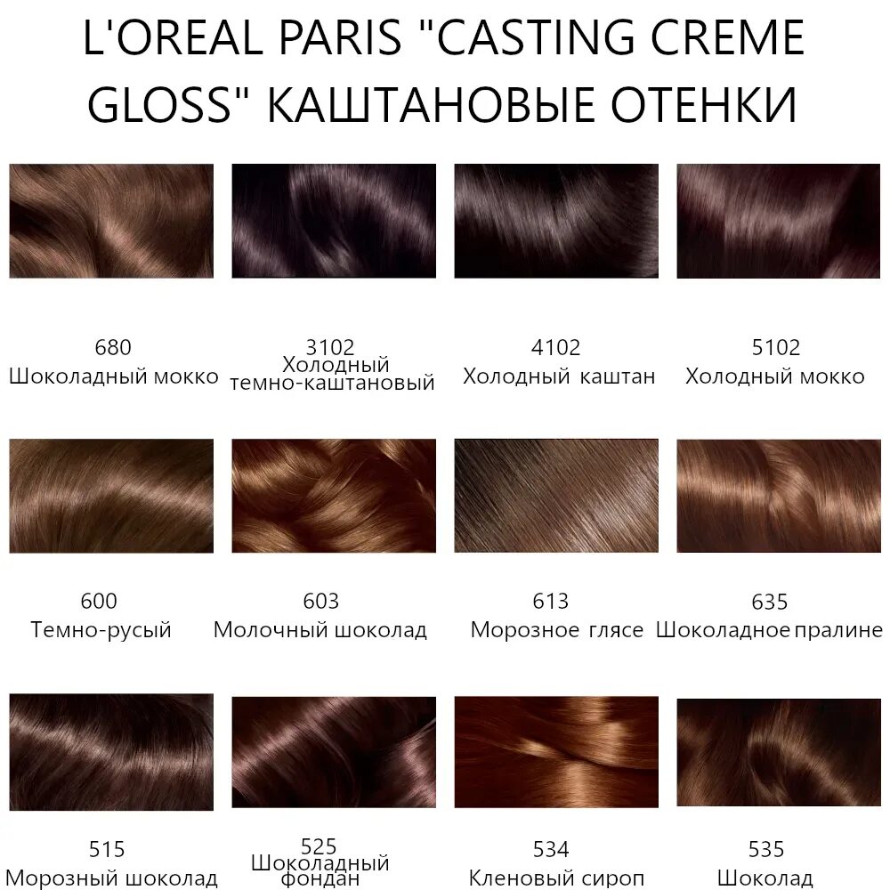 Палитра красок лореаль крем кастинг 618. 5102 Палитра кастинг лореаль. Loreal casting Creme палитра. Loreal casting Creme Gloss палитра.