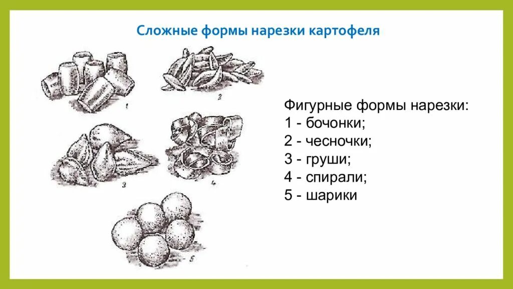 Сложные формы нарезки картофеля. Сложные формы нарезки овощей. Сложные формы нарезания картофеля. Простые формы нарезки картофеля.