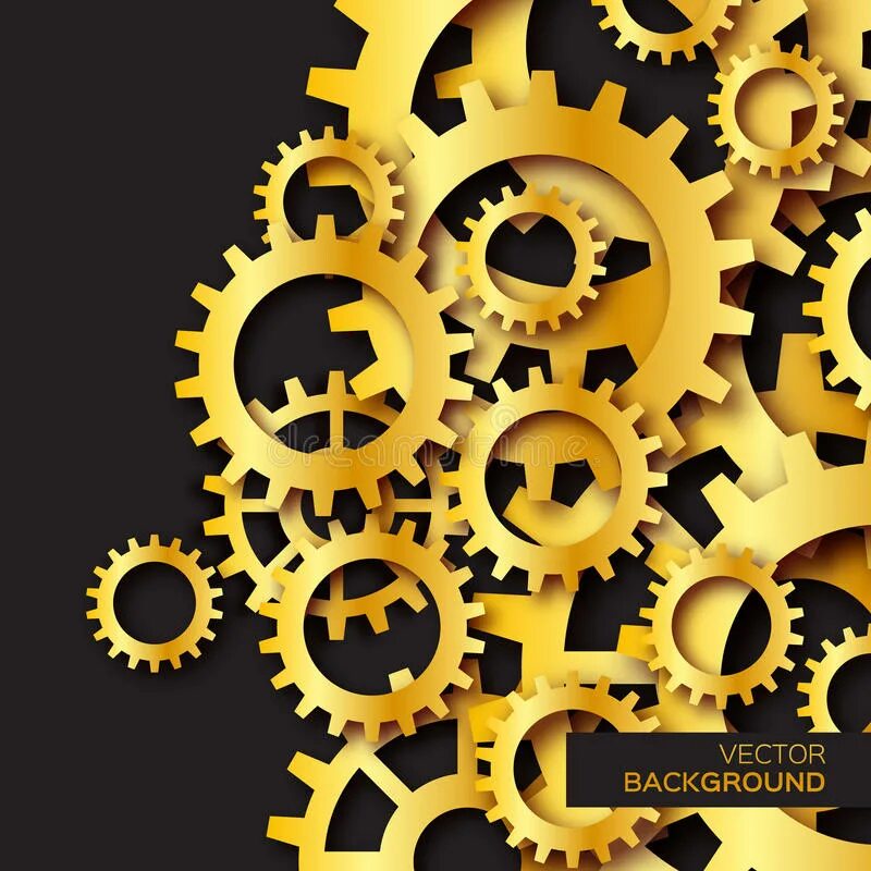 Фон с механическими элементами. Золотые шестеренки. Шестерни. Технологический фон. Золотые шестеренки.