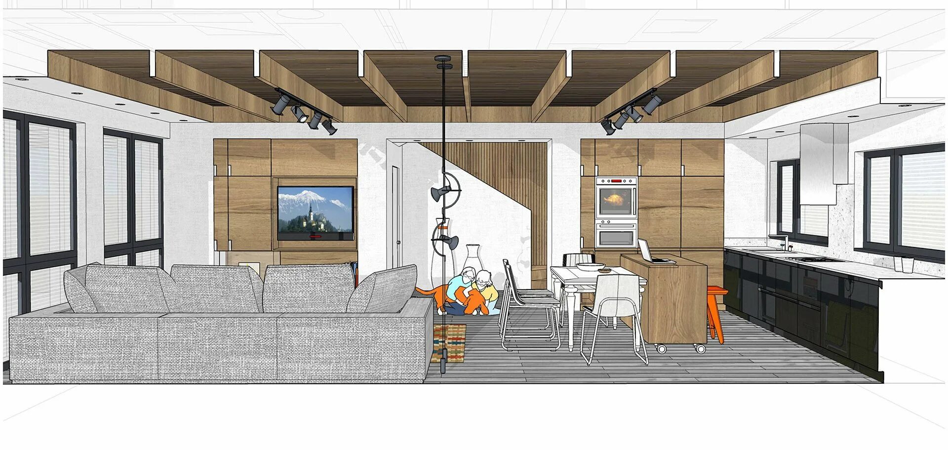 Sketchup интерьер. Кухня гостиная скетчап. скетчап рендер интерьер. 3д визуализация в скетчап. скетчап кухни лофт.