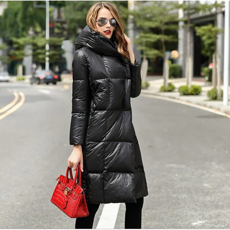 Пуховик женский удлиненный с капюшоном. >4751026. Дутое пальто женское. Удлиненный пуховик с капюшоном acbsw0dc138. Пуховики удлиненные с капюшоном.