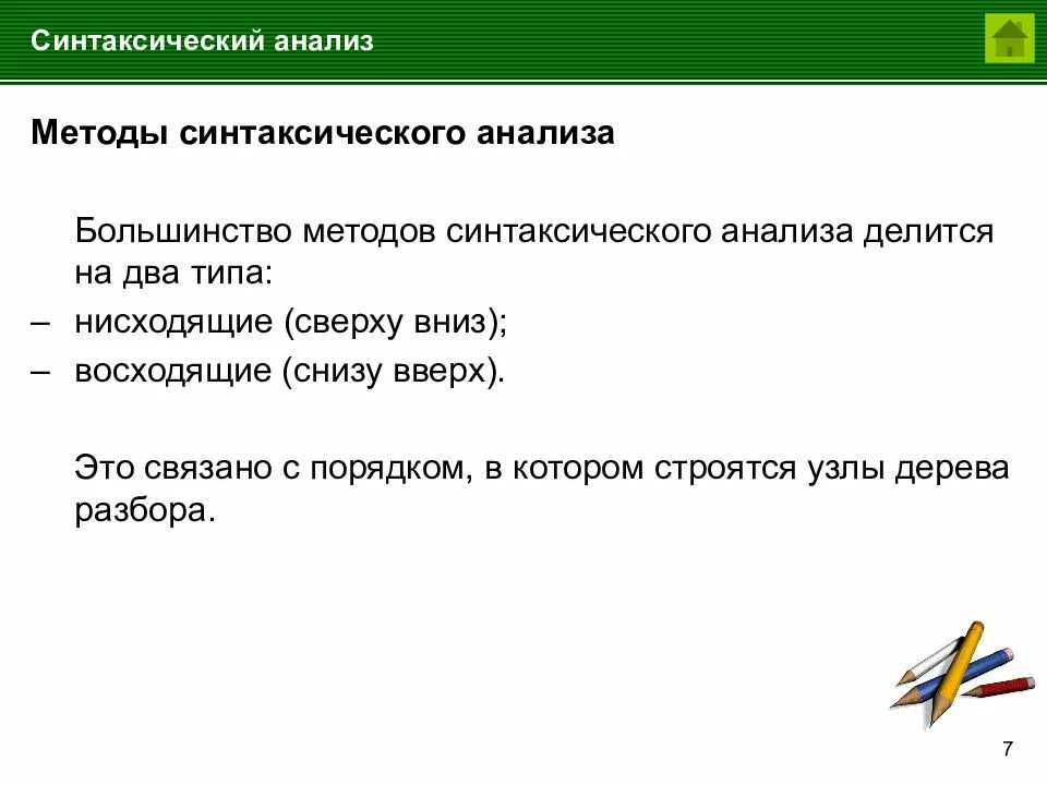 Синтаксический анализ звук. Методы синтаксического анализа. Алгоритм синтаксического анализа. Виды синтаксического анализа. Дерево синтаксического анализа.