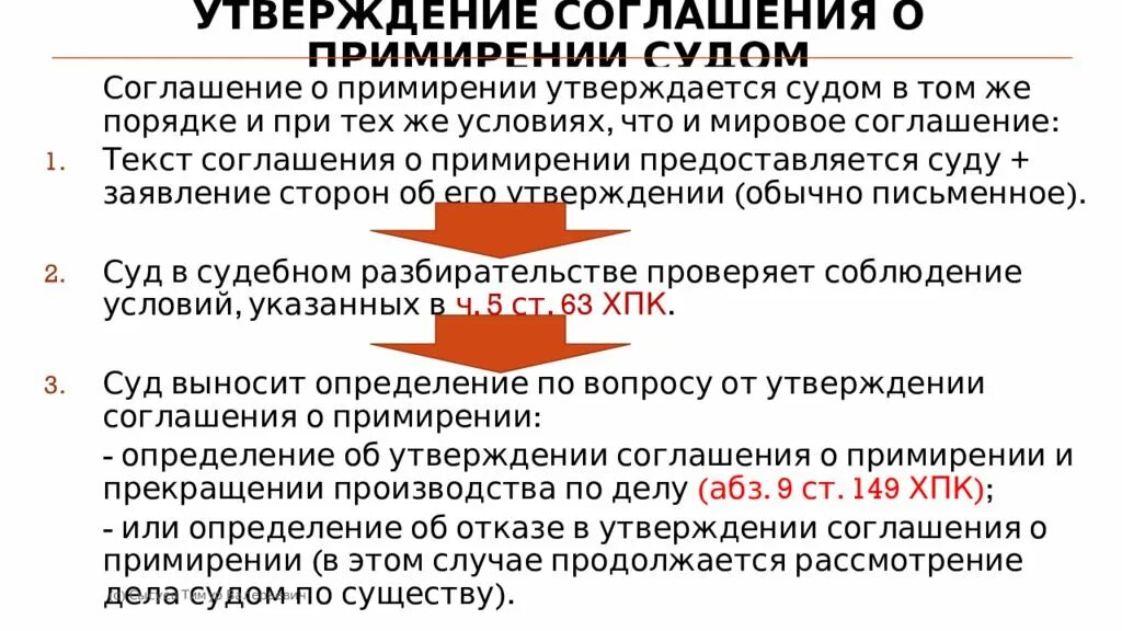 Порядок примирения сторон. Порядок утверждения мирового соглашения. Соглашение о примирении. Процедура утверждения мирового соглашения судом. Порядок утверждения мирового соглашения в гражданском процессе.