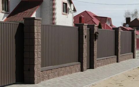 Заборы из профнастила фотогалерея для частного дома