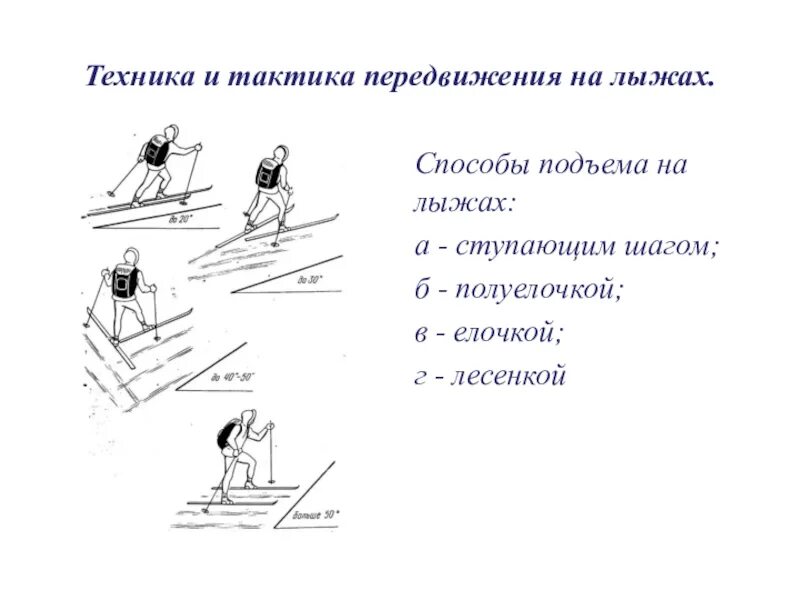 Способы передвижения на лыжах. Способы подъема на лыжах. Способы преодоления подъемов на лыжах. Способыпередвижения на лыжаъ.