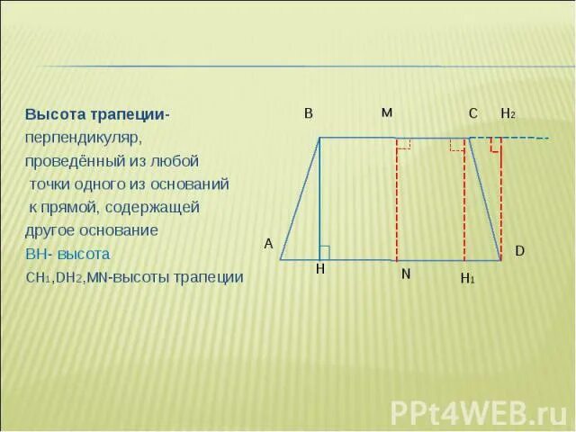 Найти наименьшую высоту трапеции. Высота трапеции. как найти высоту трапеции. как узнать высоту трапеции. как провести высоту в трапеции.