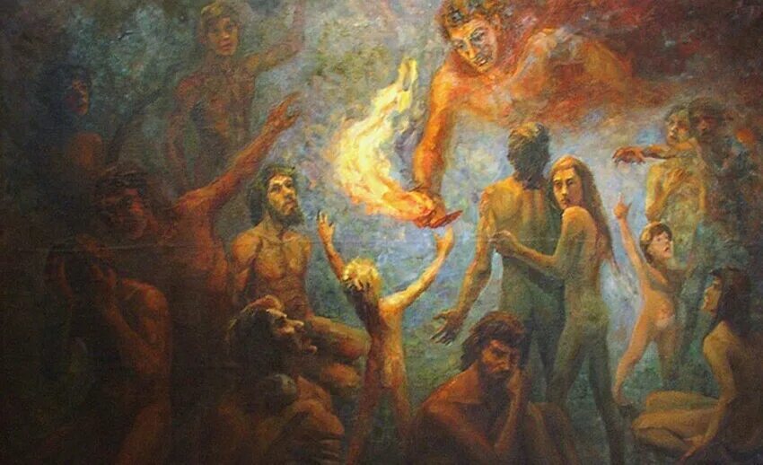 Имена героев мифов древней греции. Прометей принес людям огонь. Прометей дарует огонь людям. Прометей несет людям огонь генрих. Генрих фридрих фюгер прометей несёт людям огонь.