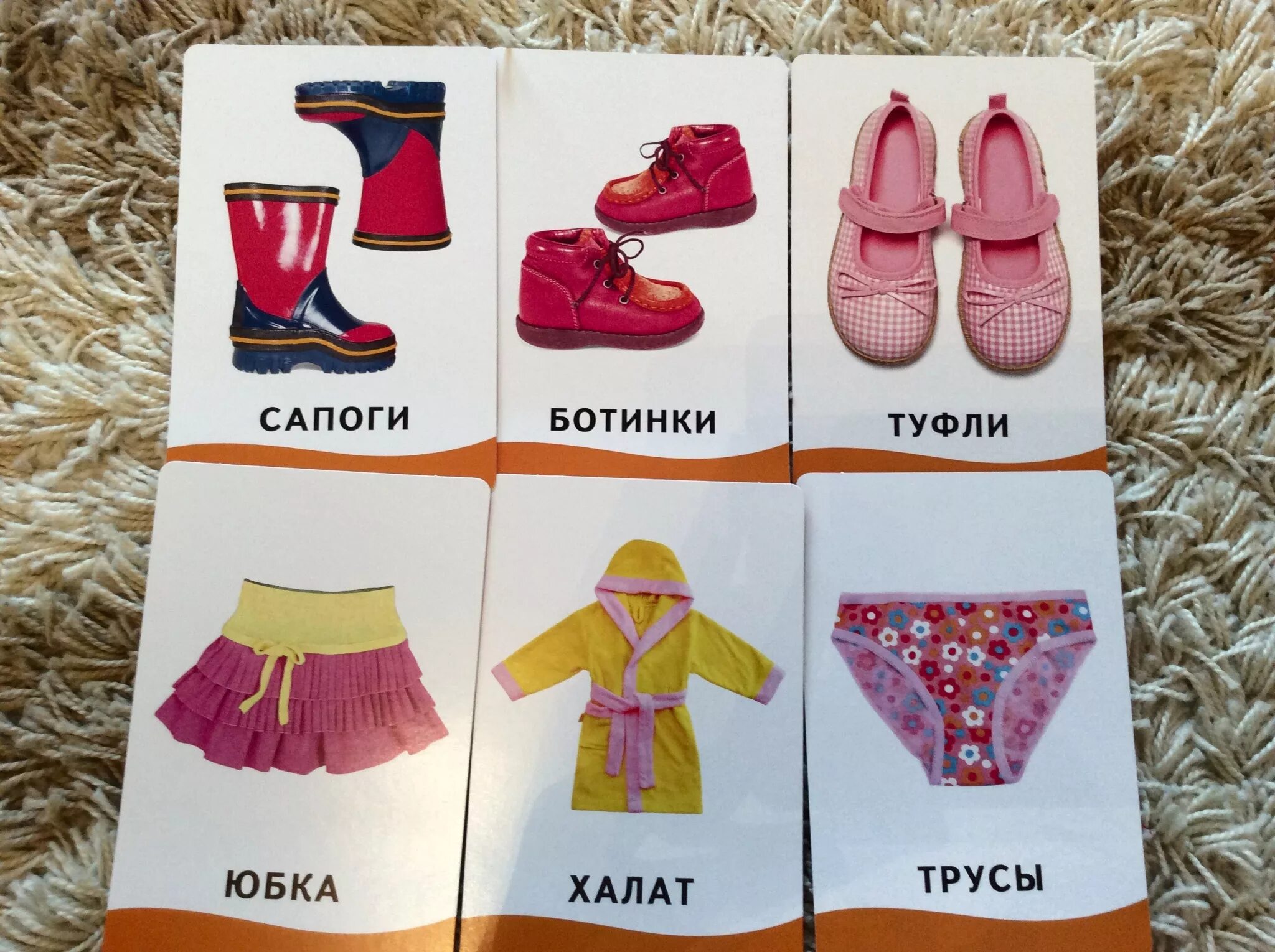 Код предмет одежды. Карточки одежды число 4.