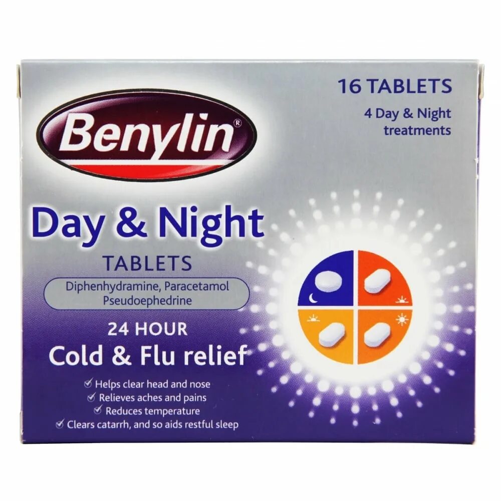 Лекарства ночь день. Cold Flu Relief таблетки. Benylin таблетки. Day Night таблетки. Day and Night лекарство.