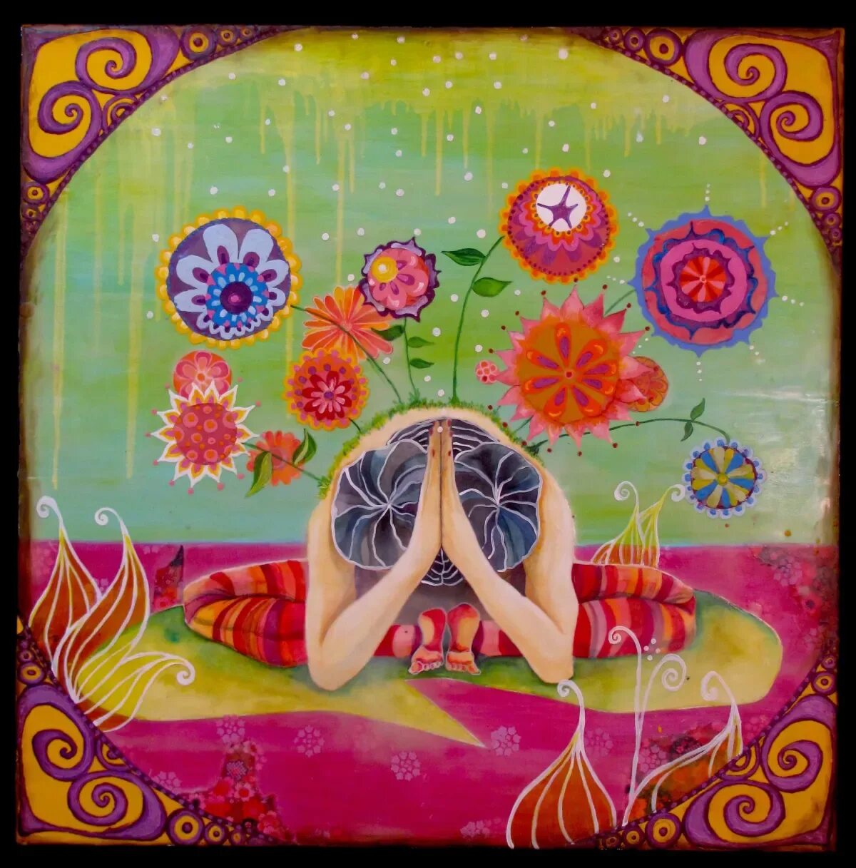 Медитация рождения. Медитативная живопись. Картина медитация. Йога иллюстрации. Медитация иллюстрация.