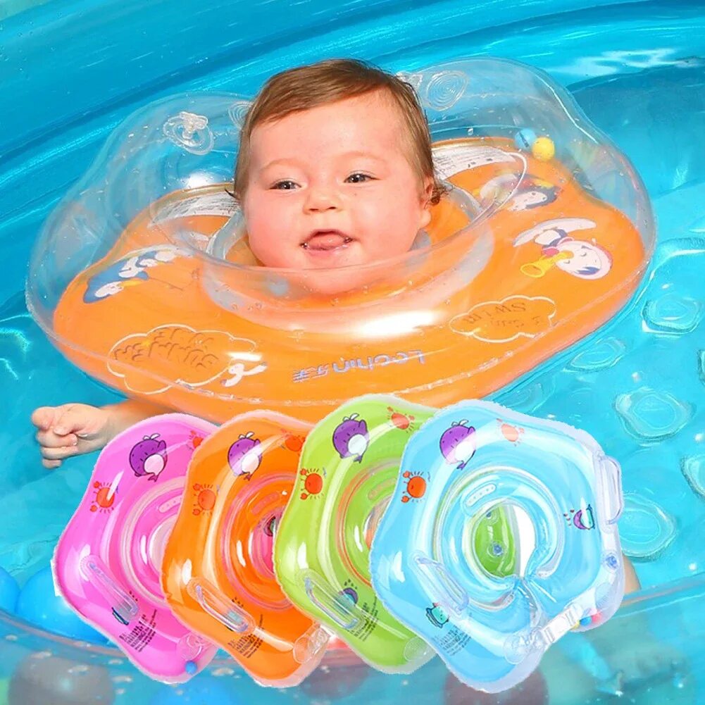 Круг на шею с месяца. Круг Baby swimmer для купания новорожденных. Надувной круг для купания детей Baby swimmer. Круг на шею для купания. Круг для купания младенцев на шею.