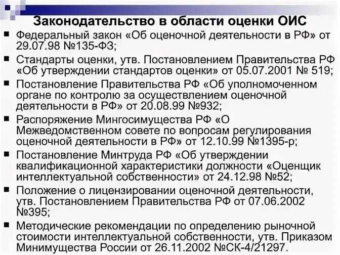 Закон 135 фз об оценочной