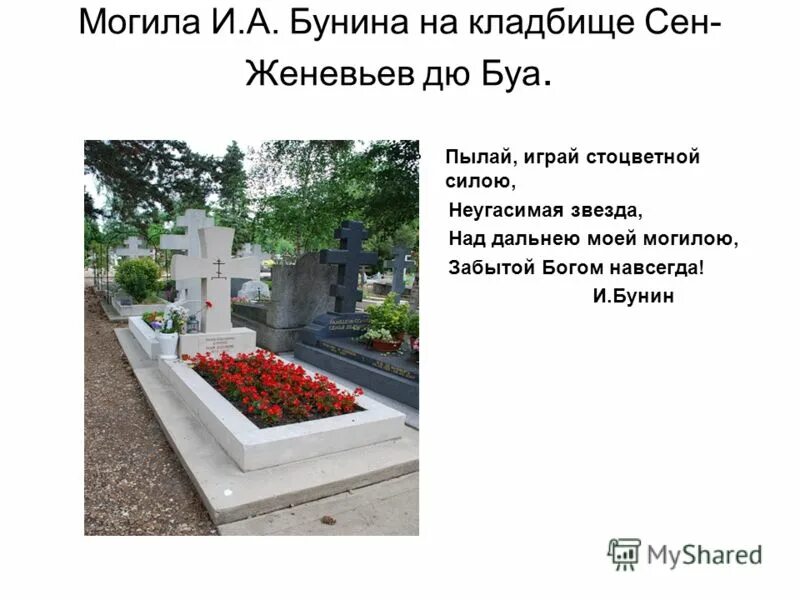 Могила кислого. Русское кладбище в Париже сен Женевьев де Буа. Бунин могила. Бунин кладбище. Могила Бунина Бунина.