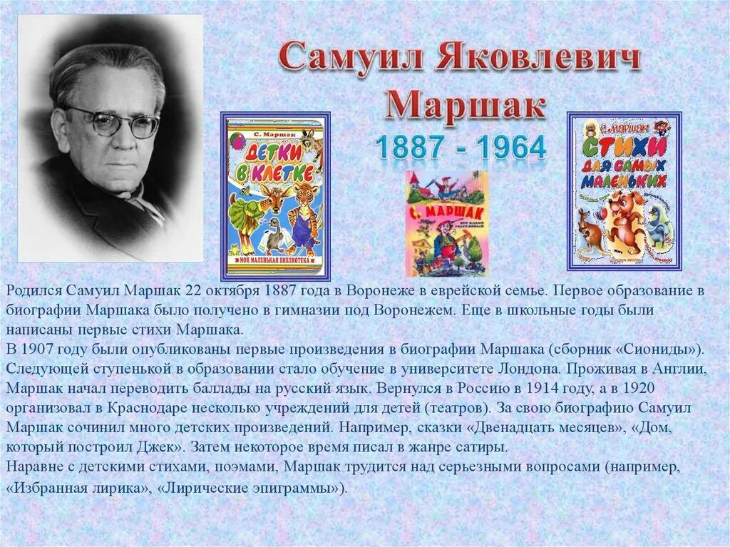 География Самуила Яковлевича Маршака.