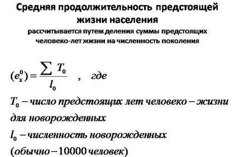 Предстоящая продолжительность жизни